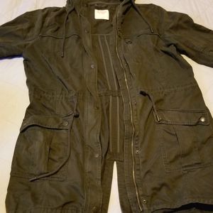 A&F Women's 100% Cotton Anorak Olive Green Jacket